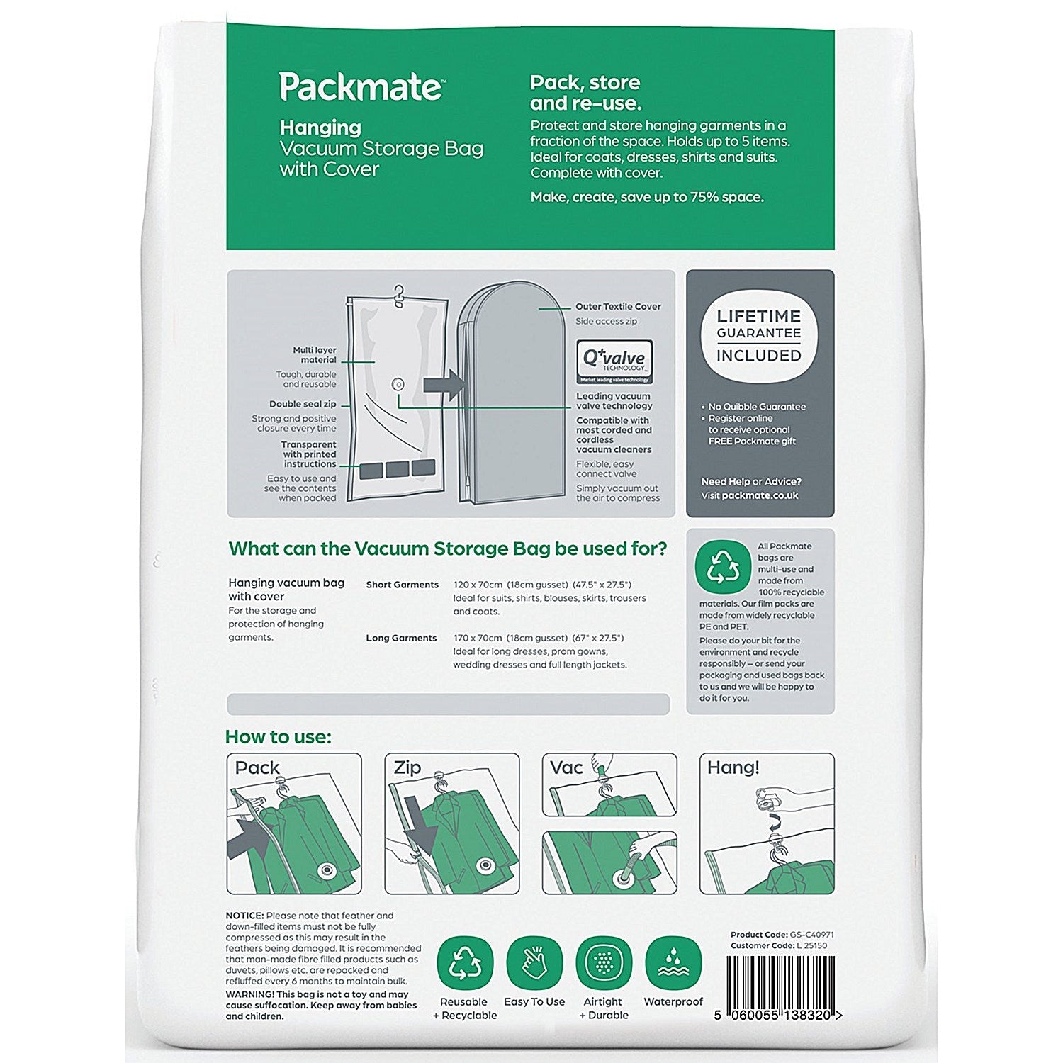 Packmate Hanging Vacuum Storage Bag Easy2Order : PKM13832