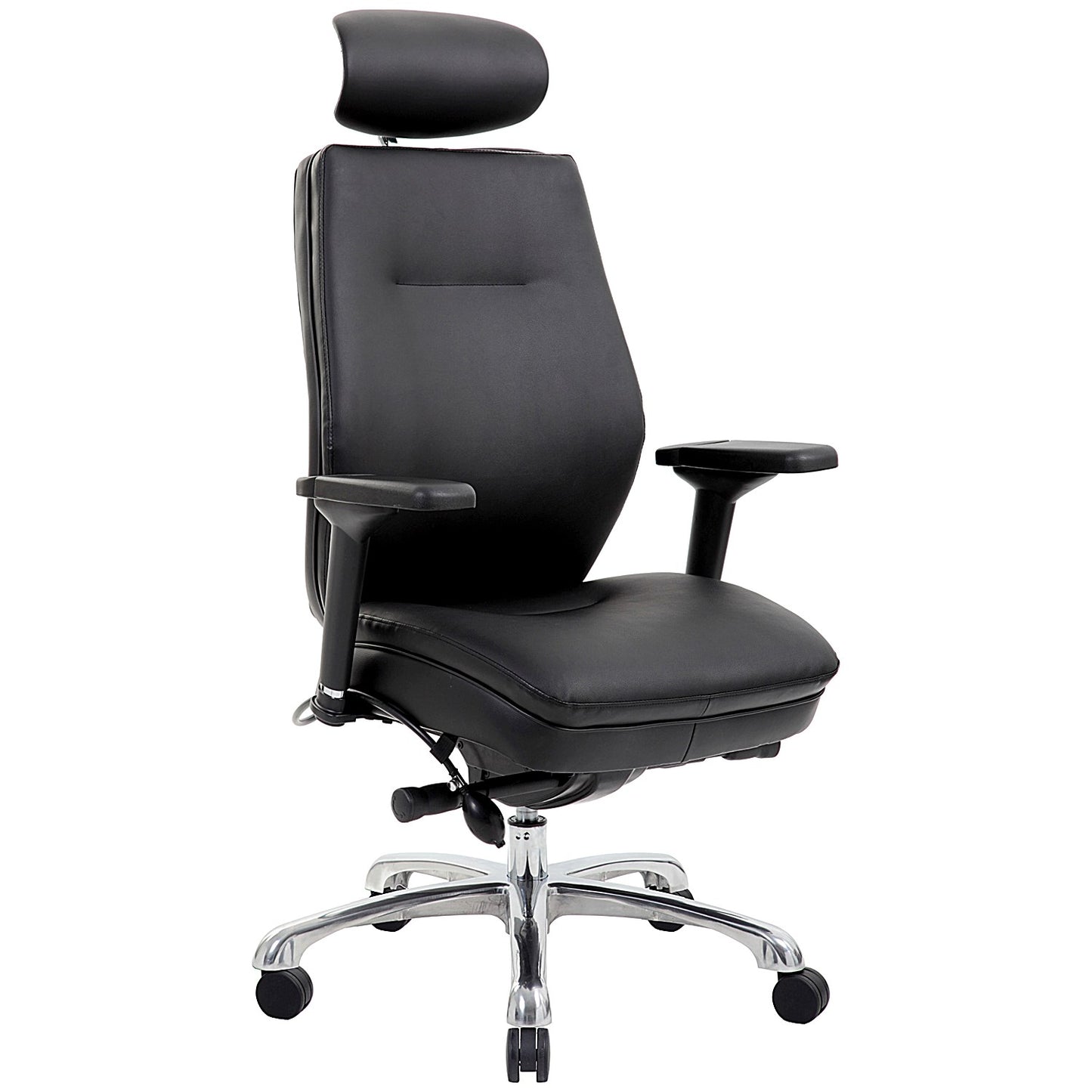 Domino Bonded Leather Operator Chair, Headrest, Height Adjustable Arms, Black