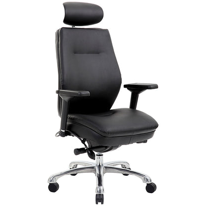 Domino Bonded Leather Operator Chair, Headrest, Height Adjustable Arms, Black