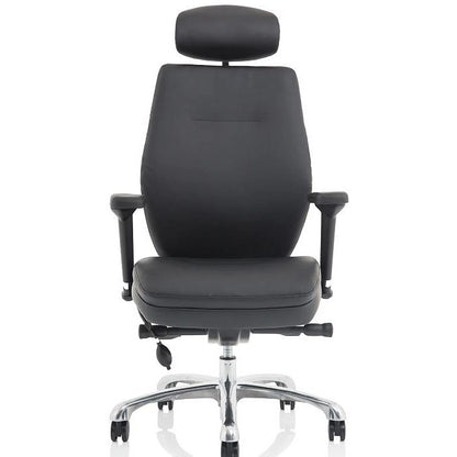 Domino Bonded Leather Operator Chair, Headrest, Height Adjustable Arms, Black