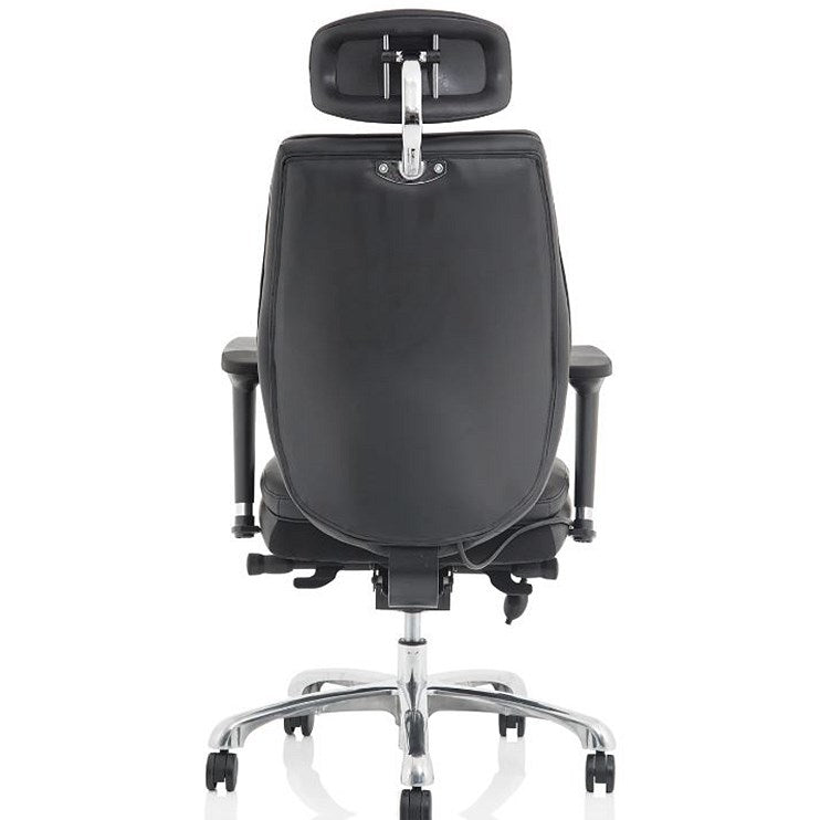 Domino Bonded Leather Operator Chair, Headrest, Height Adjustable Arms, Black