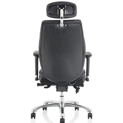 Domino Bonded Leather Operator Chair, Headrest, Height Adjustable Arms, Black