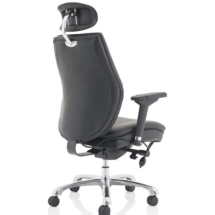 Domino Bonded Leather Operator Chair, Headrest, Height Adjustable Arms, Black