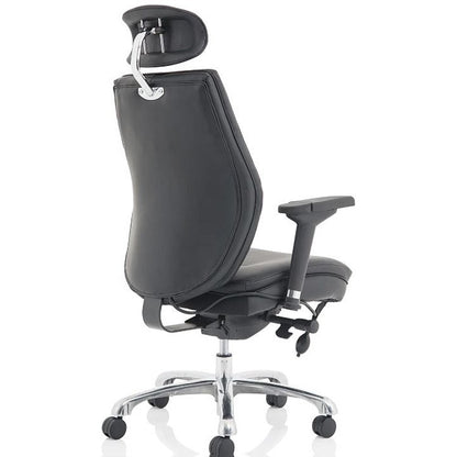 Domino Bonded Leather Operator Chair, Headrest, Height Adjustable Arms, Black