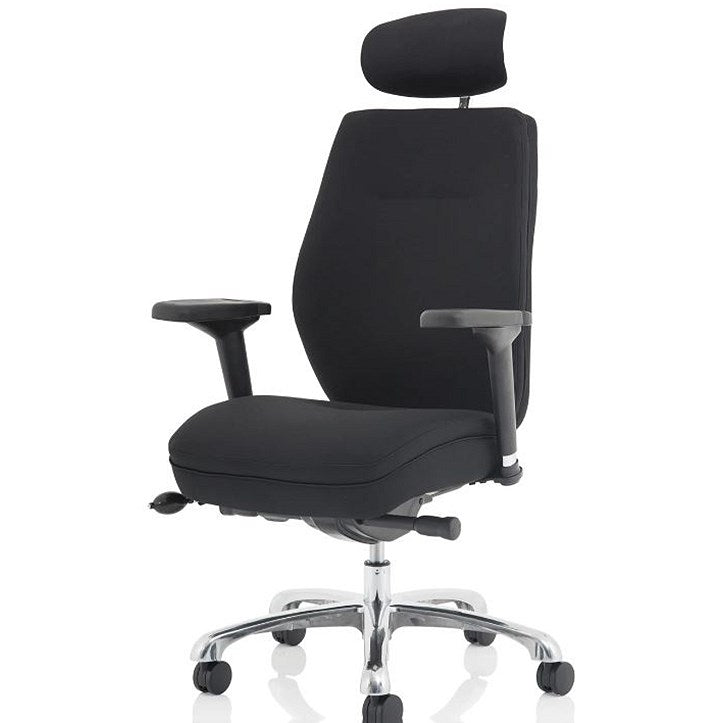 Domino Operator Chair, Headrest, Height Adjustable Arms, Black