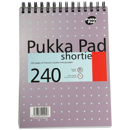 Pukka Pad Shortie Wirebound Notebook, A5, Ruled & Perforated, 240 Pages, Purple, Pack of 3