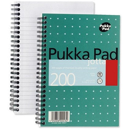 Pukka Pad Jotta Wirebound Notebook, A5, Ruled & Perforated, 200 Pages, Green, Pack of 3