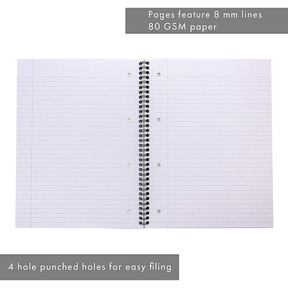 Pukka Pad Easy-Riter Wirebound Notebook, A4, Ruled with Margin, 150 Pages, Blue, Pack of 3