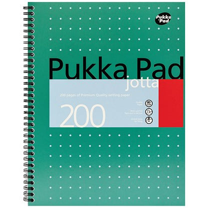 Pukka Pad Jotta Wirebound Notebook, A4, Ruled & Perforated, 200 Pages, Green, Pack of 3