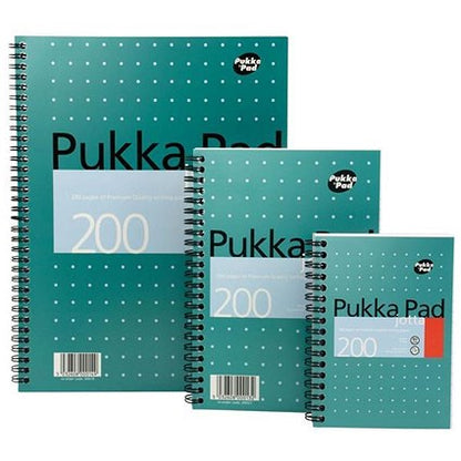Pukka Pad Jotta Wirebound Notebook, A4, Ruled & Perforated, 200 Pages, Green, Pack of 3