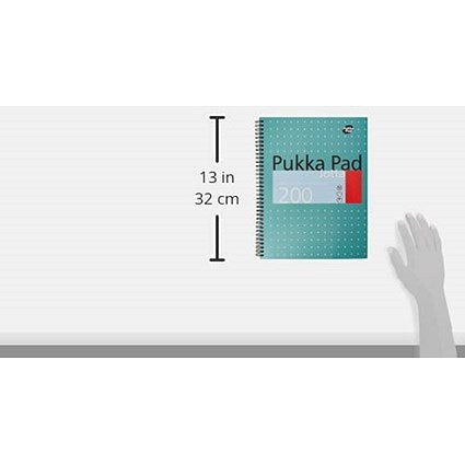 Pukka Pad Jotta Wirebound Notebook, A4, Ruled & Perforated, 200 Pages, Green, Pack of 3