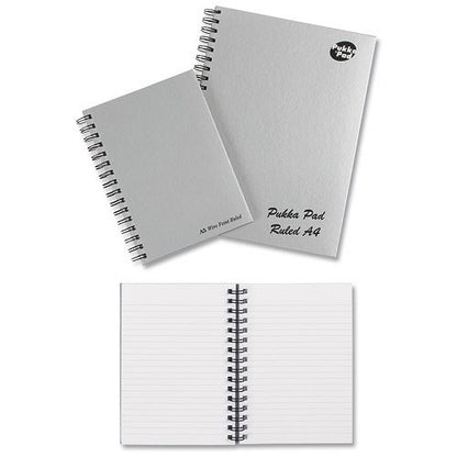 Pukka Pad Hardback Wirebound Notebook, A4, Ruled & Perforated, Margin, 160 Pages, Pack of 5