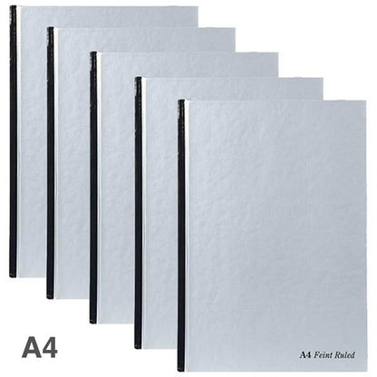 Pukka Pad Casebound Notebook, A4, Ruled, 192 Pages, Silver, Pack of 5