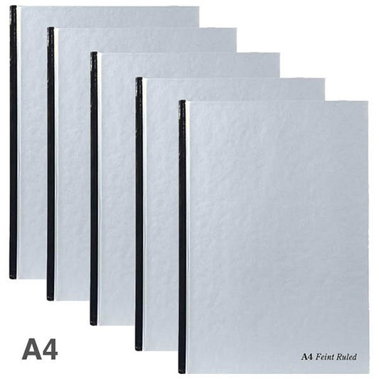 Pukka Pad Casebound Notebook, A4, Ruled, 192 Pages, Silver, Pack of 5