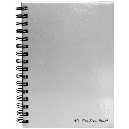 Pukka Pad Wirebound Notebook, A5, Ruled & Perforated, 160 Pages, Silver, Pack of 5