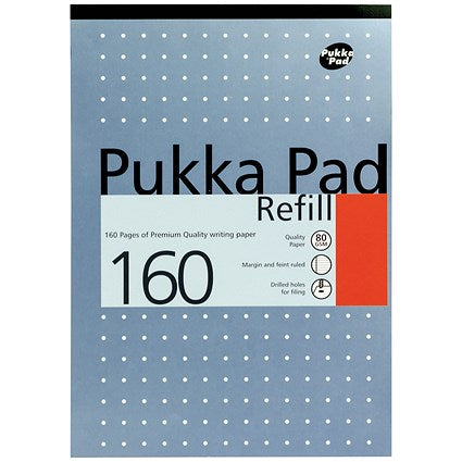 Pukka Pad Headbound Refill Pad, A4, Ruled with Margin, 160 Pages, Assorted Colours, Pack of 6