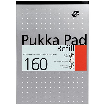 Pukka Pad Headbound Refill Pad, A4, Ruled with Margin, 160 Pages, Assorted Colours, Pack of 6