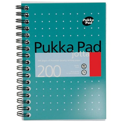 Pukka Pad Jotta Wirebound Notebook, A6, Ruled & Perforated, 200 Pages, Green, Pack of 3