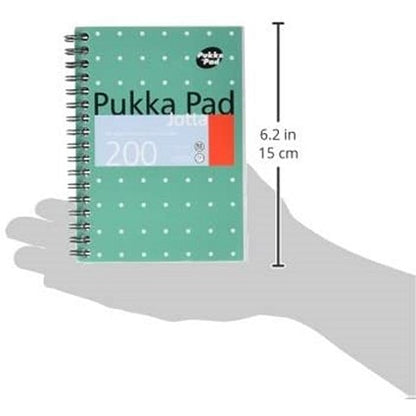 Pukka Pad Jotta Wirebound Notebook, A6, Ruled & Perforated, 200 Pages, Green, Pack of 3