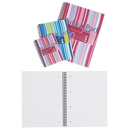Pukka Pad Jotta Wirebound Notebook, A4, Ruled & Perforated, 200 Pages, Assorted Colours, Pack of 3