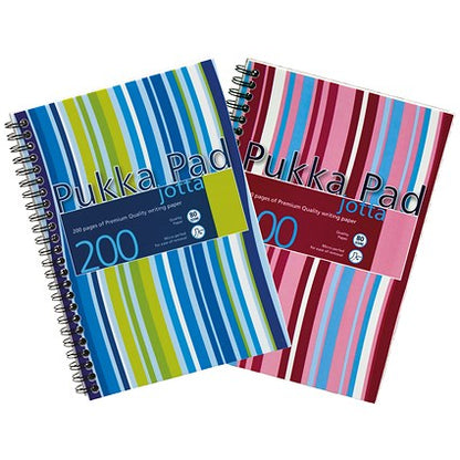 Pukka Pad Jotta Wirebound Notebook, A5, Ruled & Perforated, 200 Pages, Assorted Colours, Pack of 3