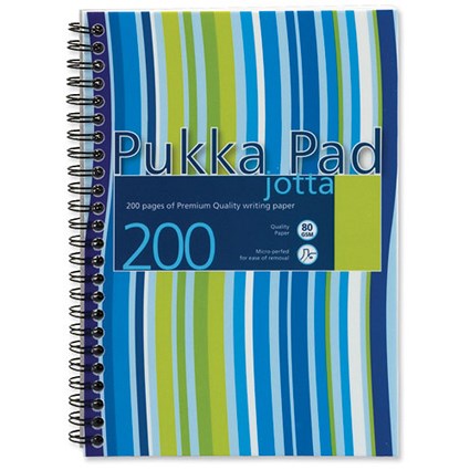 Pukka Pad Jotta Wirebound Notebook, A5, Ruled & Perforated, 200 Pages, Assorted Colours, Pack of 3