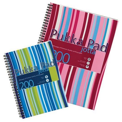 Pukka Pad Jotta Wirebound Notebook, A5, Ruled & Perforated, 200 Pages, Assorted Colours, Pack of 3