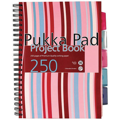 Pukka Pad Project Wirebound Notebook, A4, Ruled & Perforated, 250 Pages, Multicoloured, Pack of 3
