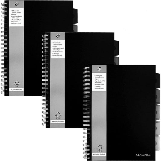 Pukka Pad Polypropylene Ruled Project Book A4 (Pack of 3)
