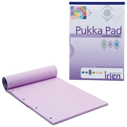Pukka Pad Comfort in Colour Refill Pad, A4, Ruled, 100 Pages, Purple, Pack of 6
