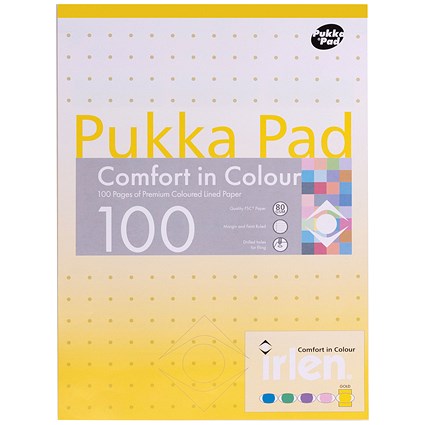 Pukka Pad Comfort in Colour Refill Pad, A4, Ruled, 100 Pages, Yellow, Pack of 6