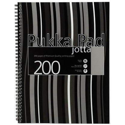 Pukka Pad Jotta Wirebound Notebook, A4, Ruled & Perforated, 200 Pages, Black, Pack of 3