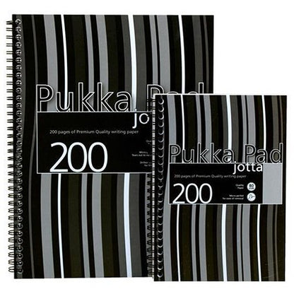 Pukka Pad Jotta Wirebound Notebook, A4, Ruled & Perforated, 200 Pages, Black, Pack of 3