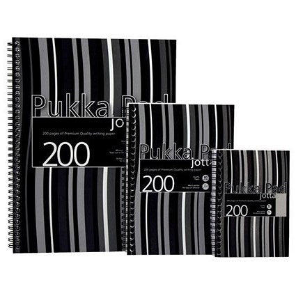 Pukka Pad Jotta Wirebound Notebook, A4, Ruled & Perforated, 200 Pages, Black, Pack of 3