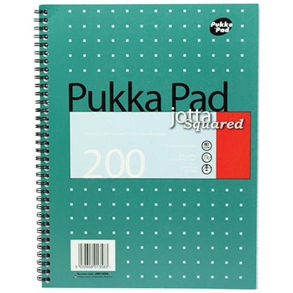 Pukka Pad Jotta Squared Wirebound Notebook, A4, Punched & Perforated, 200 Pages, Green, Pack of 3