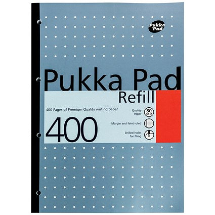 Pukka Pad Sidebound Refill Pad, A4, Ruled with Margin, 400 Pages, Assorted Colours, Pack of 5