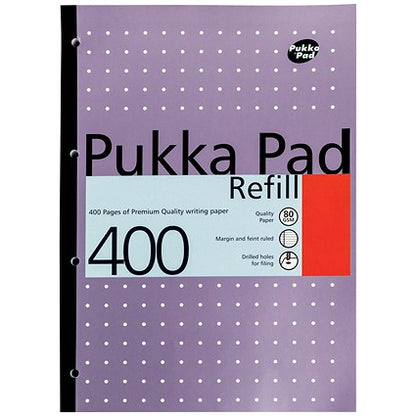Pukka Pad Sidebound Refill Pad, A4, Ruled with Margin, 400 Pages, Assorted Colours, Pack of 5