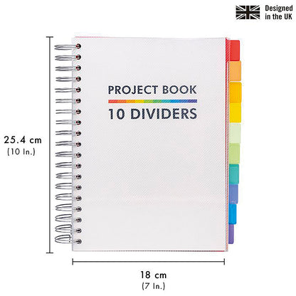 Pukka Pad Project Book with 10 Dividers, B5, Ruled, 400 Pages, White