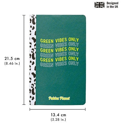 Pukka Planet Green Vibes Soft Cover Notepad, 210x130mm, Ruled, 192 Pages, Green