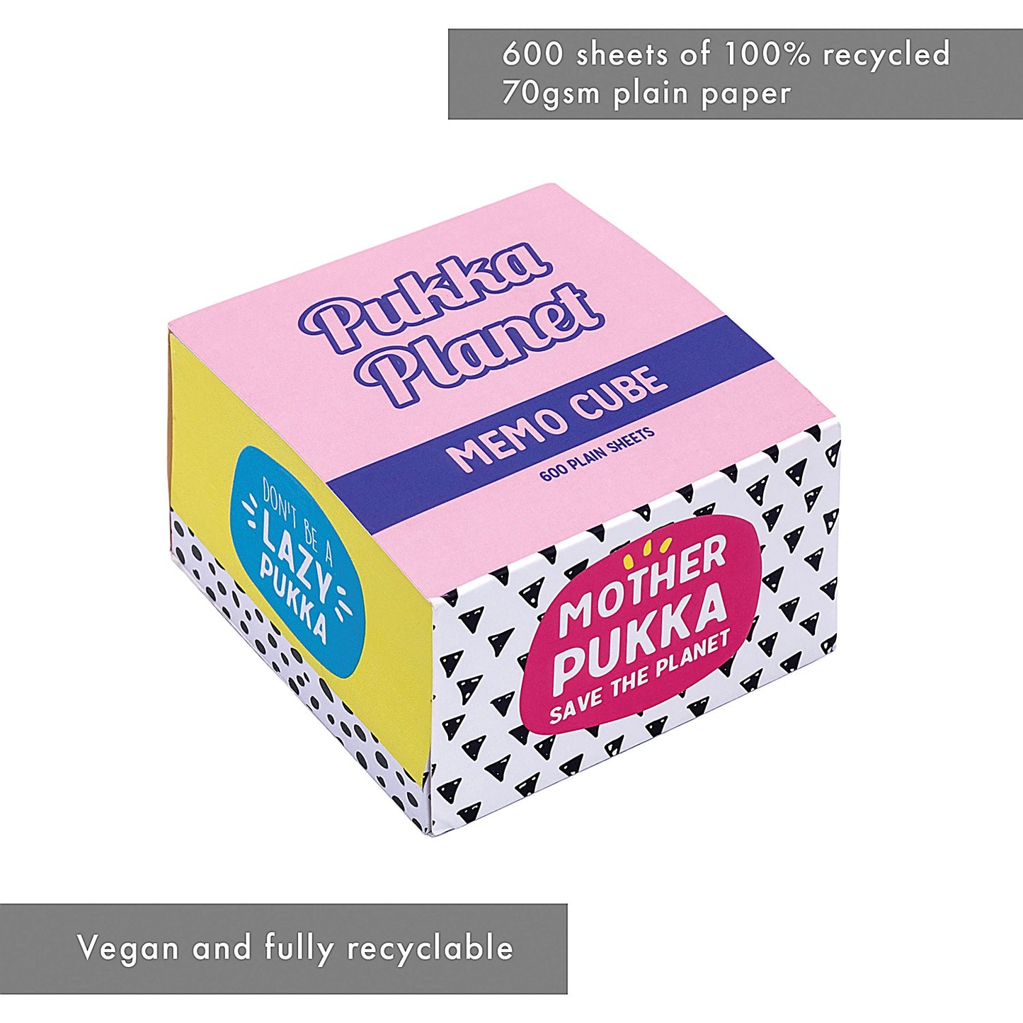 Pukka Planet Memo Block, Plain, 600 Sheets, 70gsm, 80x80x50mm