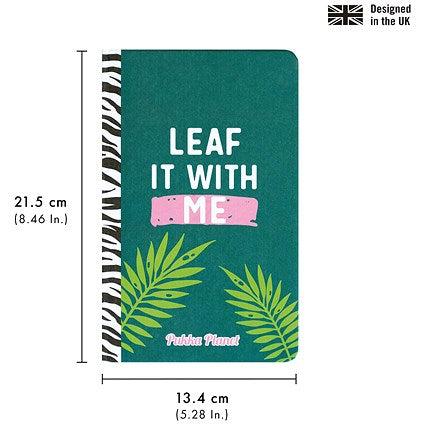 Pukka Planet Leaf it With Me Soft Cover Notebook, 210x130mm, Ruled, 192 Pages, Green