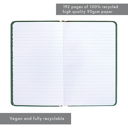 Pukka Planet Leaf it With Me Soft Cover Notebook, 210x130mm, Ruled, 192 Pages, Green
