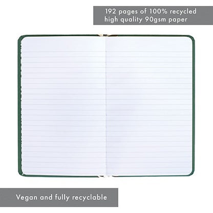 Pukka Planet Leaf it With Me Soft Cover Notebook, 210x130mm, Ruled, 192 Pages, Green