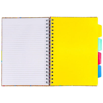 Pukka Planet Cork Project Book with 4 Dividers, B5, Ruled, 200 Pages, Multicoloured