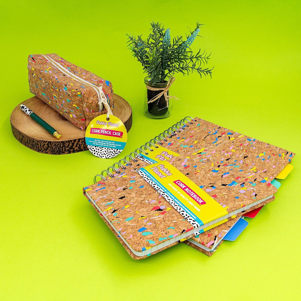 Pukka Planet Cork Project Book with 4 Dividers, B5, Ruled, 200 Pages, Multicoloured