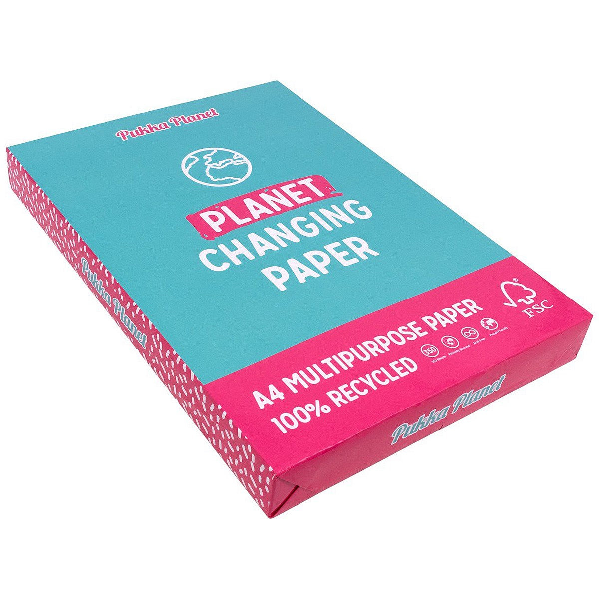 Pukka Planet A4 Recycled Paper, White, 70gsm, Ream (350 Sheets)