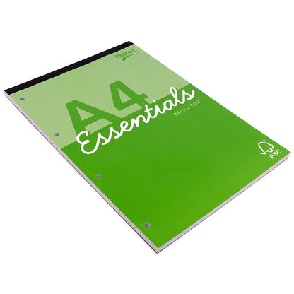 Pukka Pad Essentials Refill Pad, A4, Ruled with Margin, 160 Pages, Green, Pack of 4