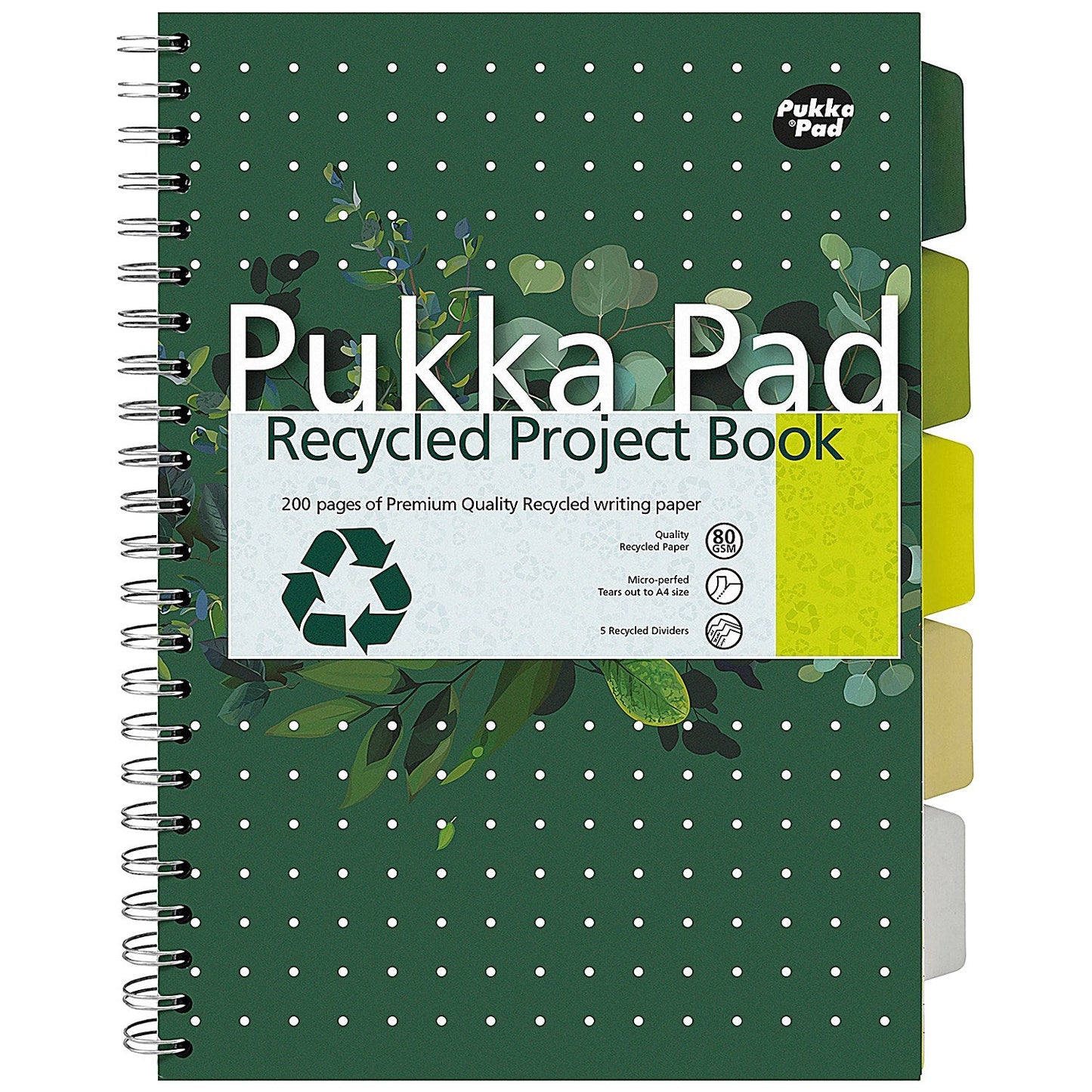 Pukka Pad Recycled Project Book, A4, Green, Pack of 3