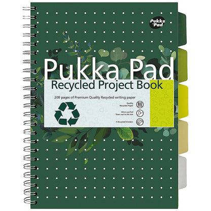 Pukka Pad Recycled Project Book, A4, Green, Pack of 3