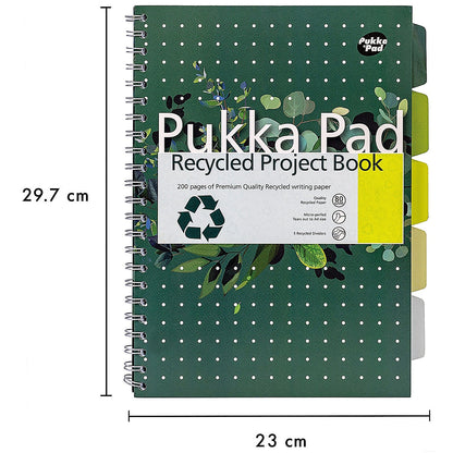 Pukka Pad Recycled Project Book, A4, Green, Pack of 3